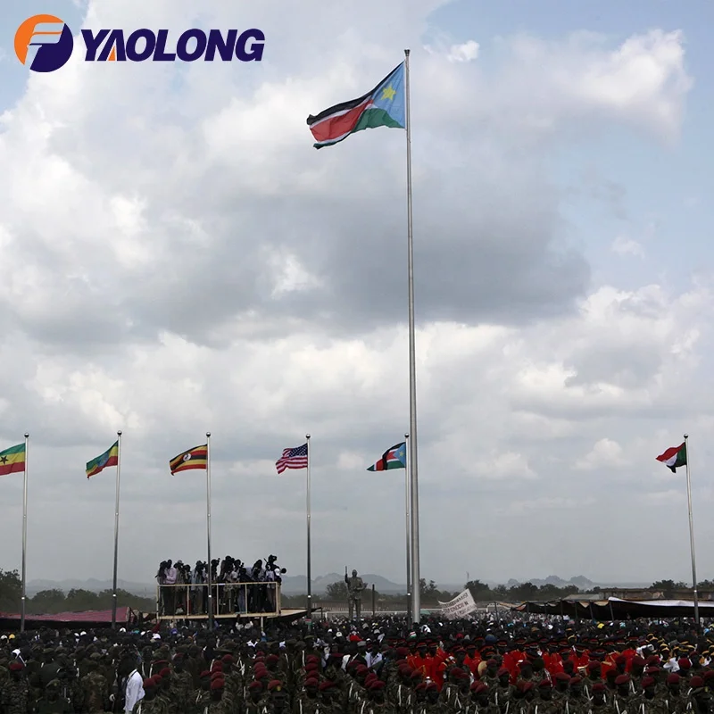Yaolong 40M 50M 60M 100M 304 316 Stainless Steel Outdoor Electric Operated Flag Pole Aluminum Alloy Giant Flagpole