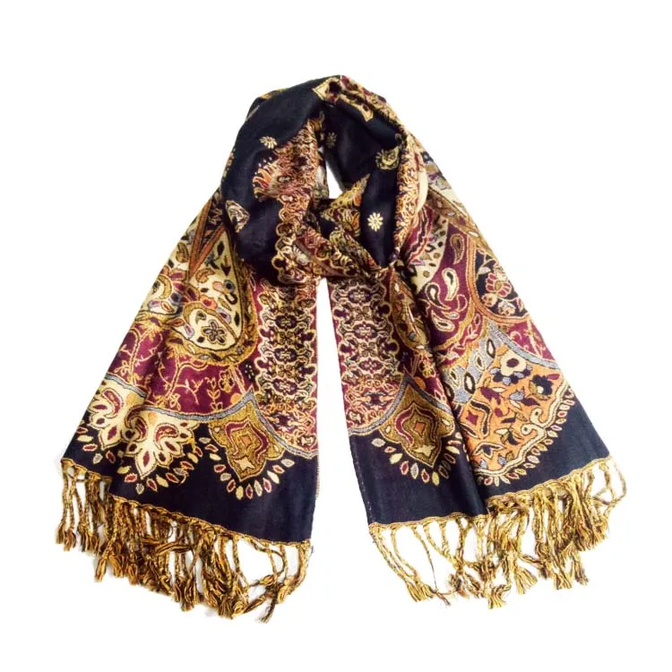 High Quality Jacquard Pashmina Shawls Long Scarf China Factory Low MOQ Long Scarf