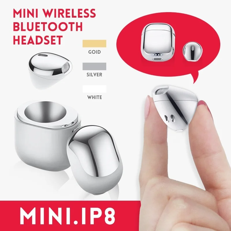 IP8 беспроводной BT гарнитура с зарядки коробка Handfree Mic мини BT V4.2 Спорт стерео музыка наушники