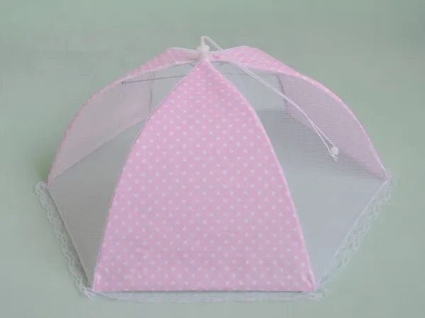 dot printing cloth and mesh dome food cover with lace