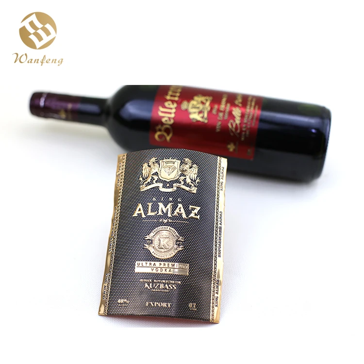 Hight Quality Customized Bottle 3D Metal Embossed Wine Label aluminum labels