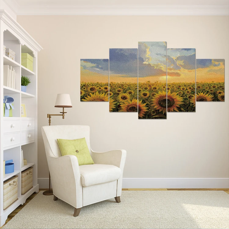 Modern art sunflowers 5-piece canvas oil painting beautiful picture wall art painting