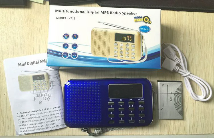 L-218 factory best hot sale pocket high quality SD card USB MP3 player with FM radio
