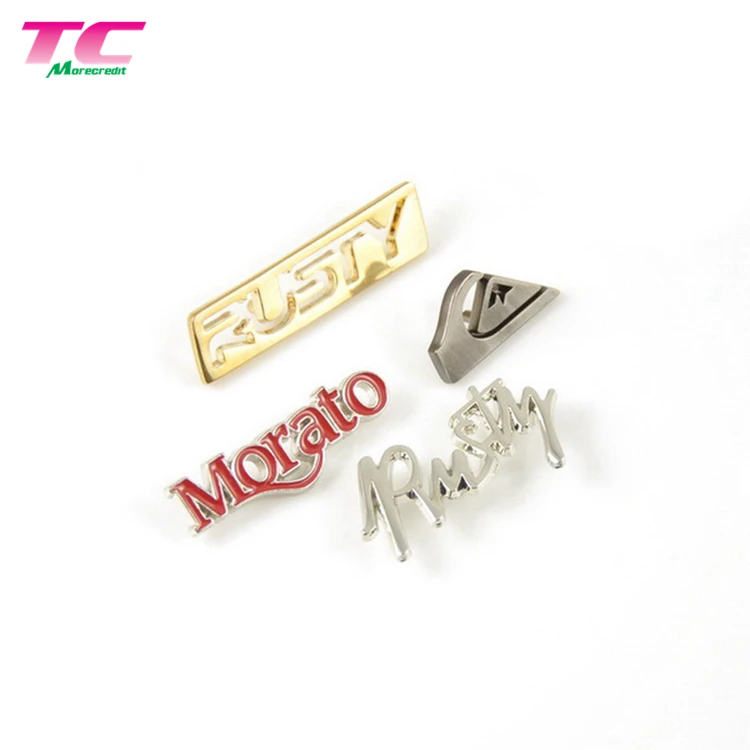 Hollow Design Shiny Gold Metal Letter Name Logo Label For Abaya