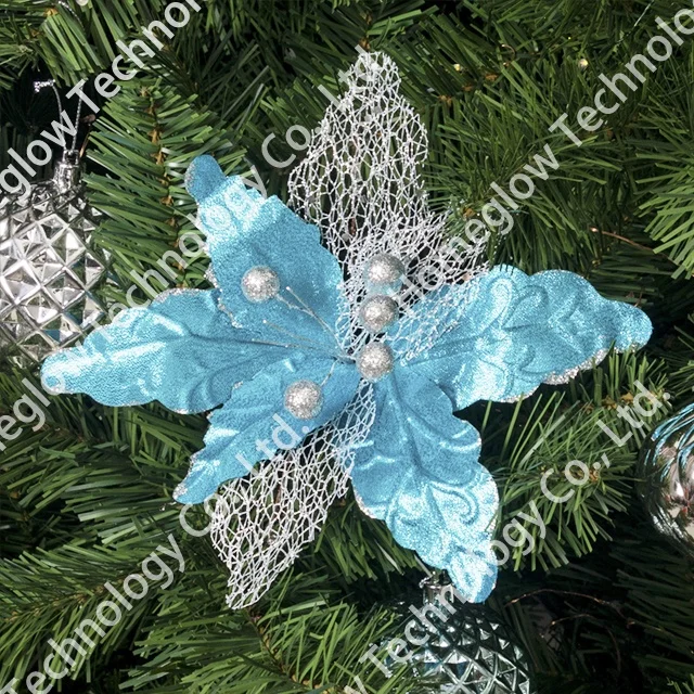 Cheap Christmas plastic flower Single Stem Poinsettia Artificial Flower Picks wholesale