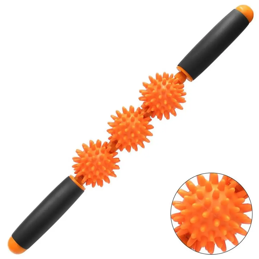 41cm Colorful PP Massage Stick With 3 Hedgehog Balls