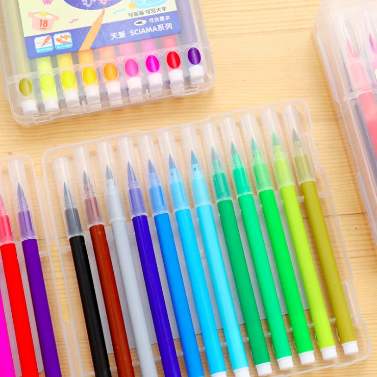 Хит продаж; Каблук 12/18/24/36 цвета кисточек для рисования количество Ручка Комплект наконечник художественный маркер для рисования картина написанная акварелью мягкая гибкая ручка канцелярская бумага для детей