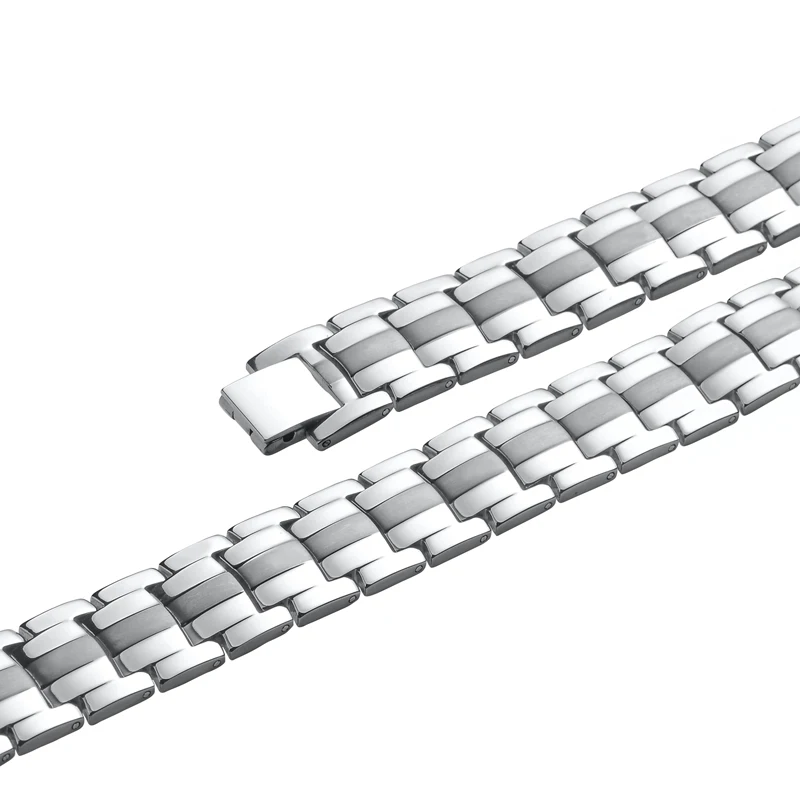 Double Line 4 in 1 Health Energy Stainless Steel Bio Magnetic Bangle Bracelet for Man