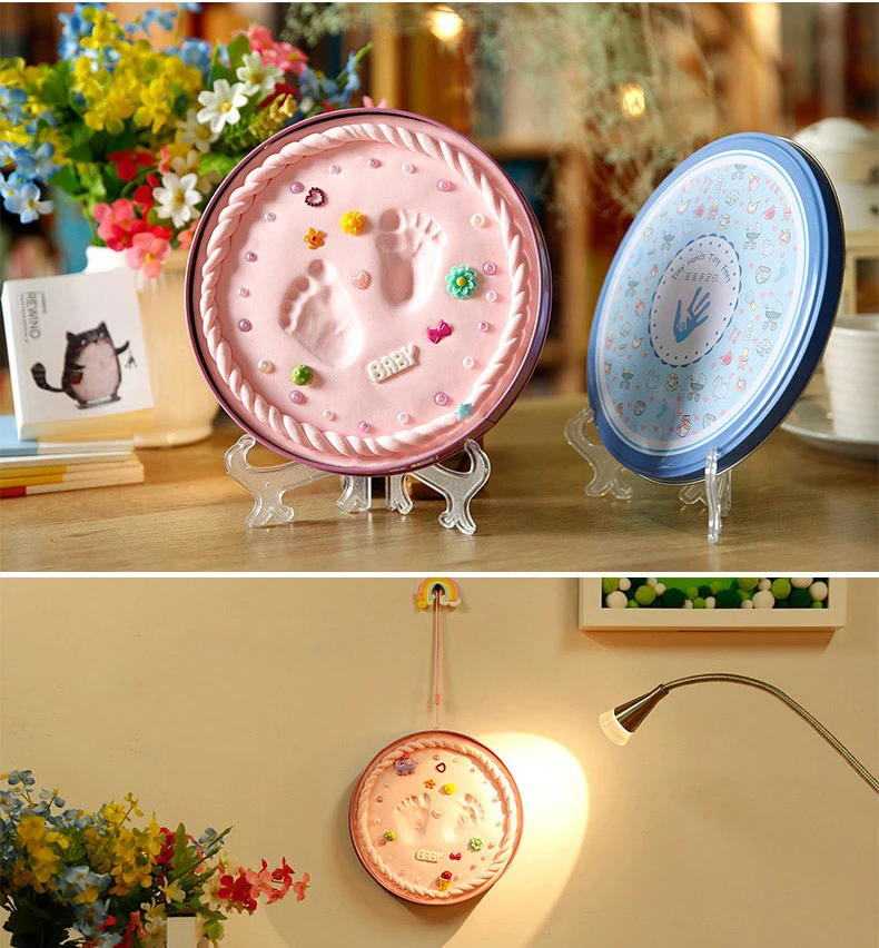 
DIY Baby Hand And Footprint Kit Newborn Keepsake Print with Non Toxic Clay Ornaments 