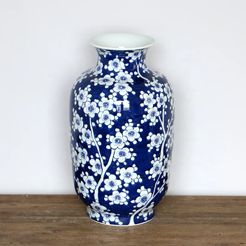 Jingdezhen ice plum winter melon ceramic flower vase for home decor Chinese porcelain gift for wholesale