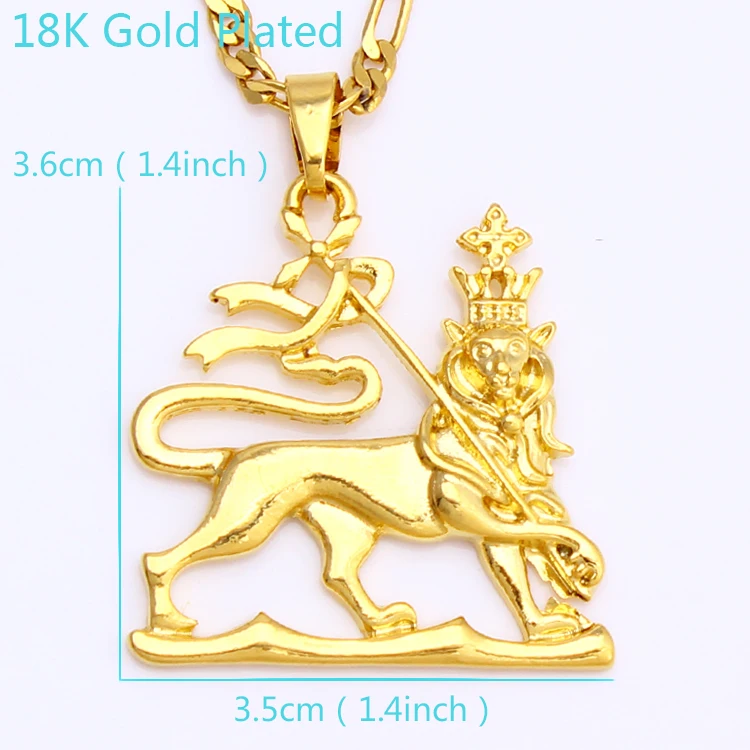 JH Gold Color Alloy Lion Trendy Pendant Ethiopian Jewelry For Men And Women