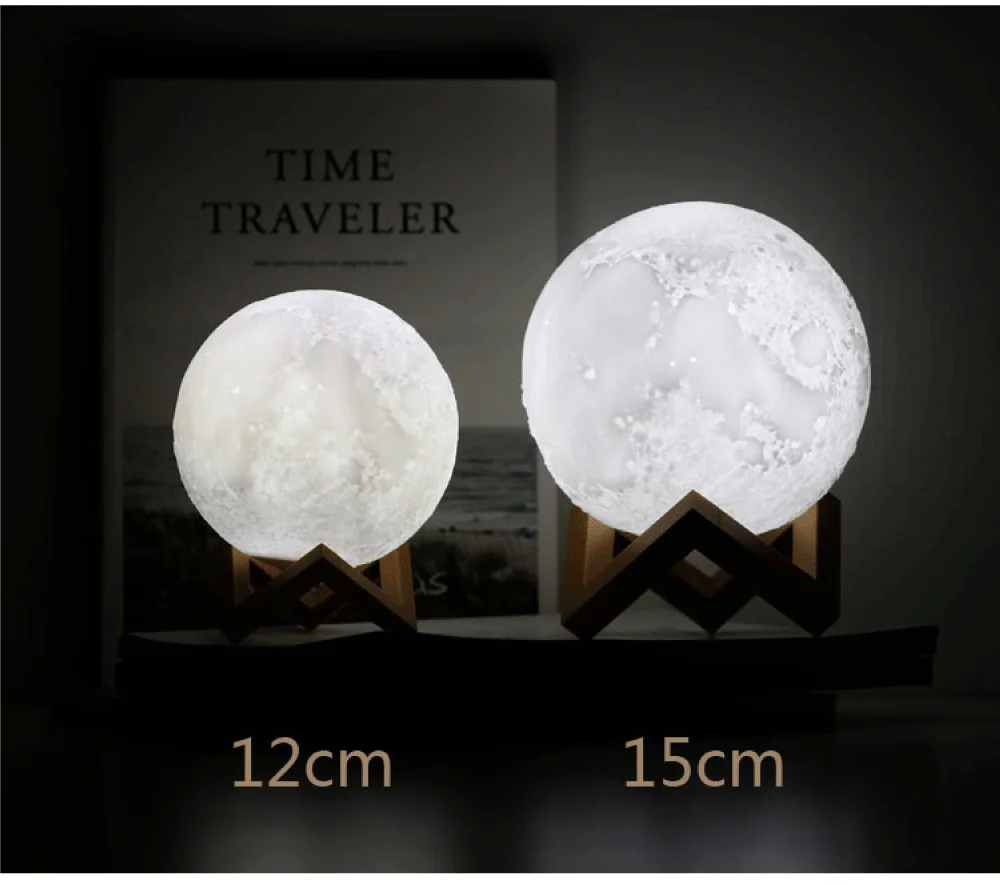 
2019 hot selling 3D printing Moon lamp with USB changing cable 15cm Moon night light in 16 colors RGB remote control 