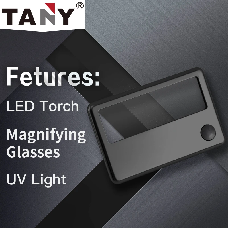 OEM/ODM Screen Card  Magnifier  Glasses with Led Lamp with UV Light Flashlight Magnifying