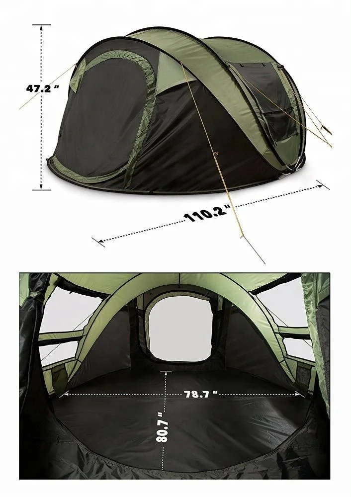 Portable 3-4 Persons Luxury Camp Family Sunshade Pop Up Beach Tent