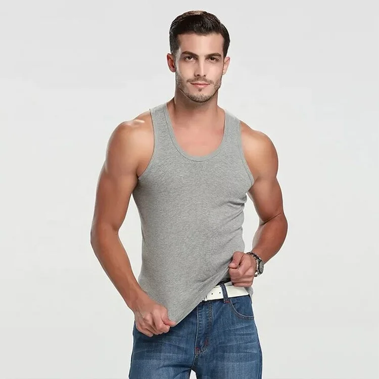  Оптовая продажа белая мужская майка Stringer OEM с логотипом на заказ Мужская Спортивная