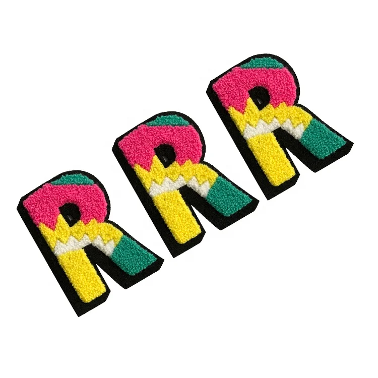custom chenille letter R patch handmade embroidery retail
