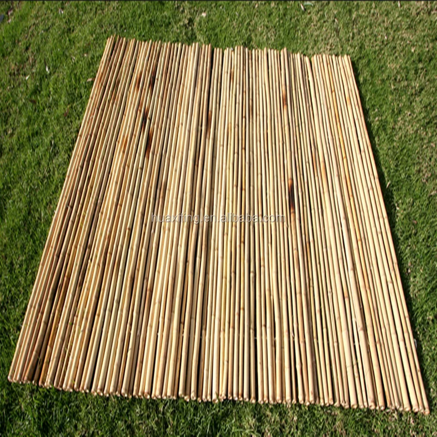 poles bamboo fence in natural color /Aged bamboo fence with black twine