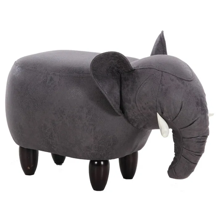 PU material Animal elephant shape storage ottoman with wooden legs