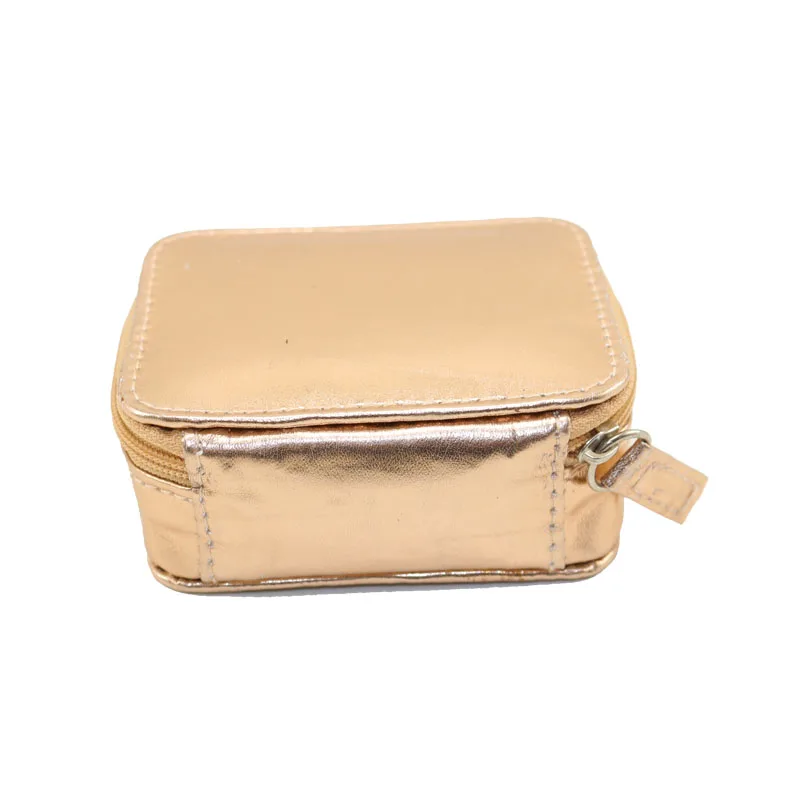 Metallic Gold  Leather Weekly Travel Pill Organizer Pill Container Dispenser Case Vitamin Caddy Organizer