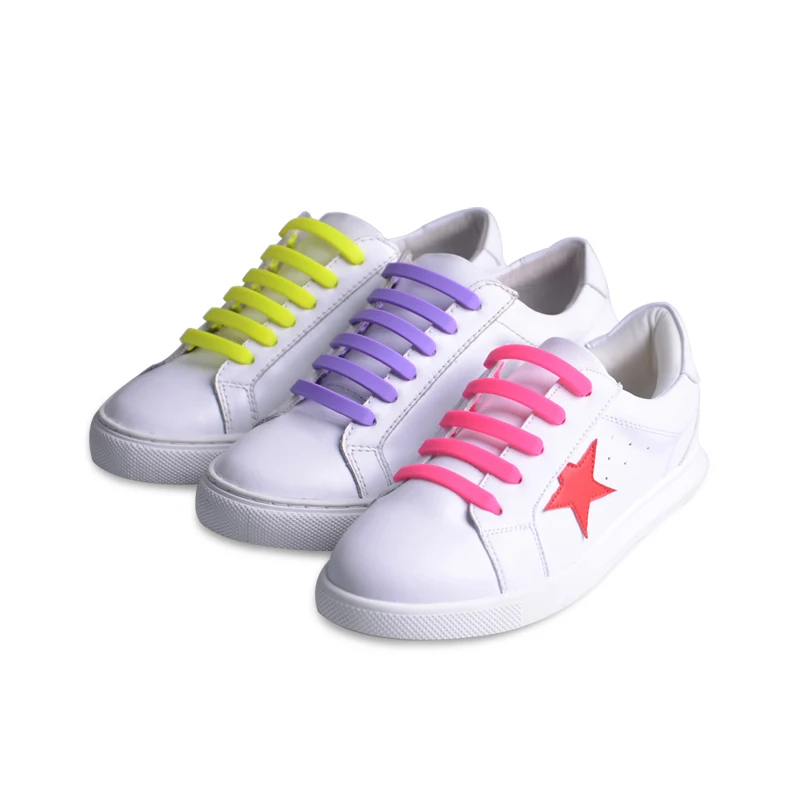 Lazy No Tie Silicone Shoelace Rubber Elastic Sneaker Shoe Laces Running Shoelaces