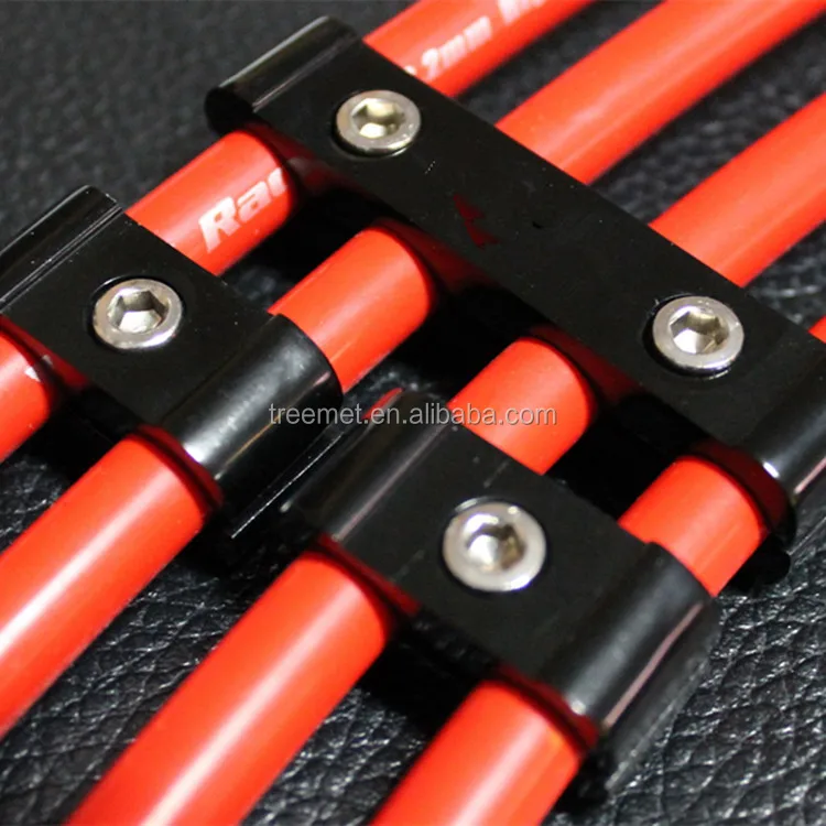 3PC NEO CHROME ENGINE SPARK PLUG WIRE SEPARATOR DIVIDER CLAMP KIT 8MM 9MM 10MM