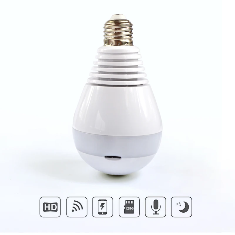 Wi fi беспроводной 360 градусов VR лампочки обнаружения движения Скрытая камера видеонаблюдения