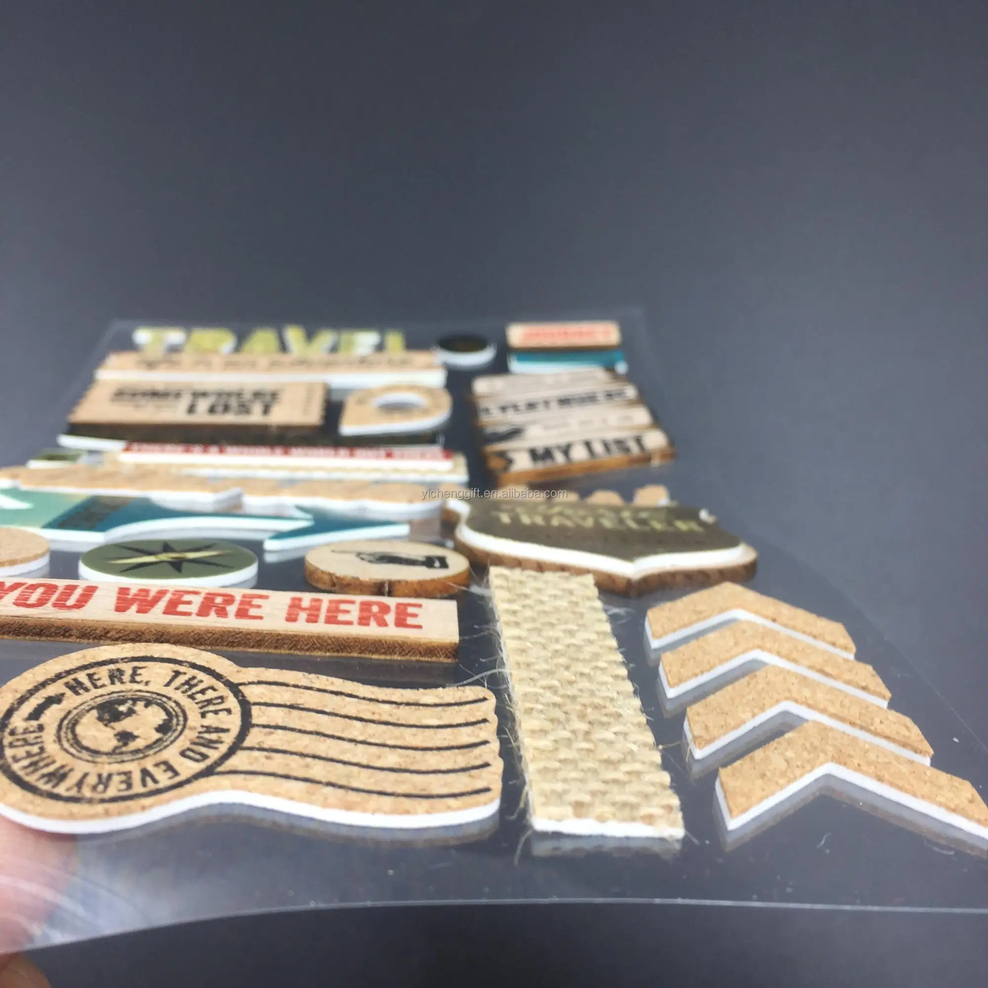 Custom Design Printing Wood Cork Sticker travel sticker