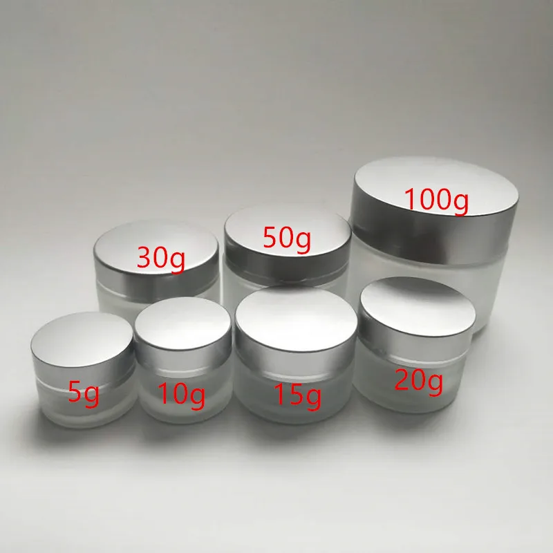 
5g to 100g transparent glass skin care treatment empty cream jar cosmetic frosted glass cosmetic jar 