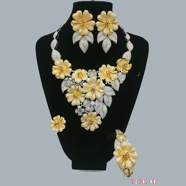 
S 2 Xuping fashion african bridal wedding jewelry sets, luxury saudi gold plated zirconia dubai jewellery set for women 