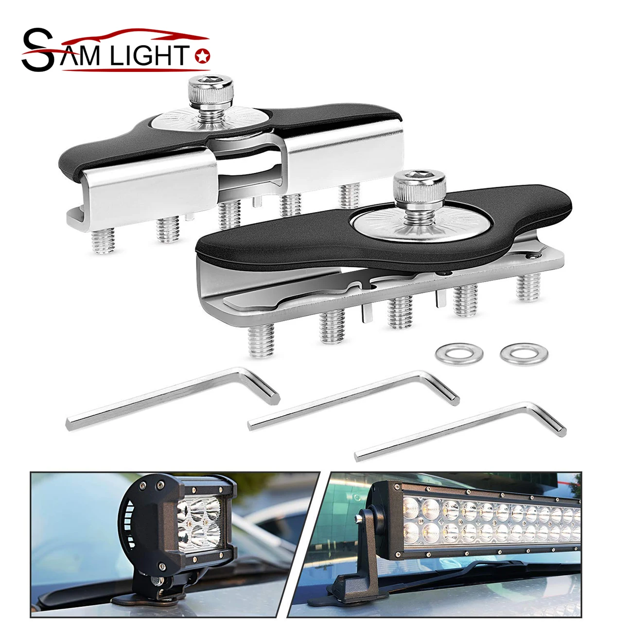 
 2 шт. Универсальный кронштейн-держатель для капота со светодиодной подсветкой для автомобиля, грузовика, внедорожника, не требует сверления  