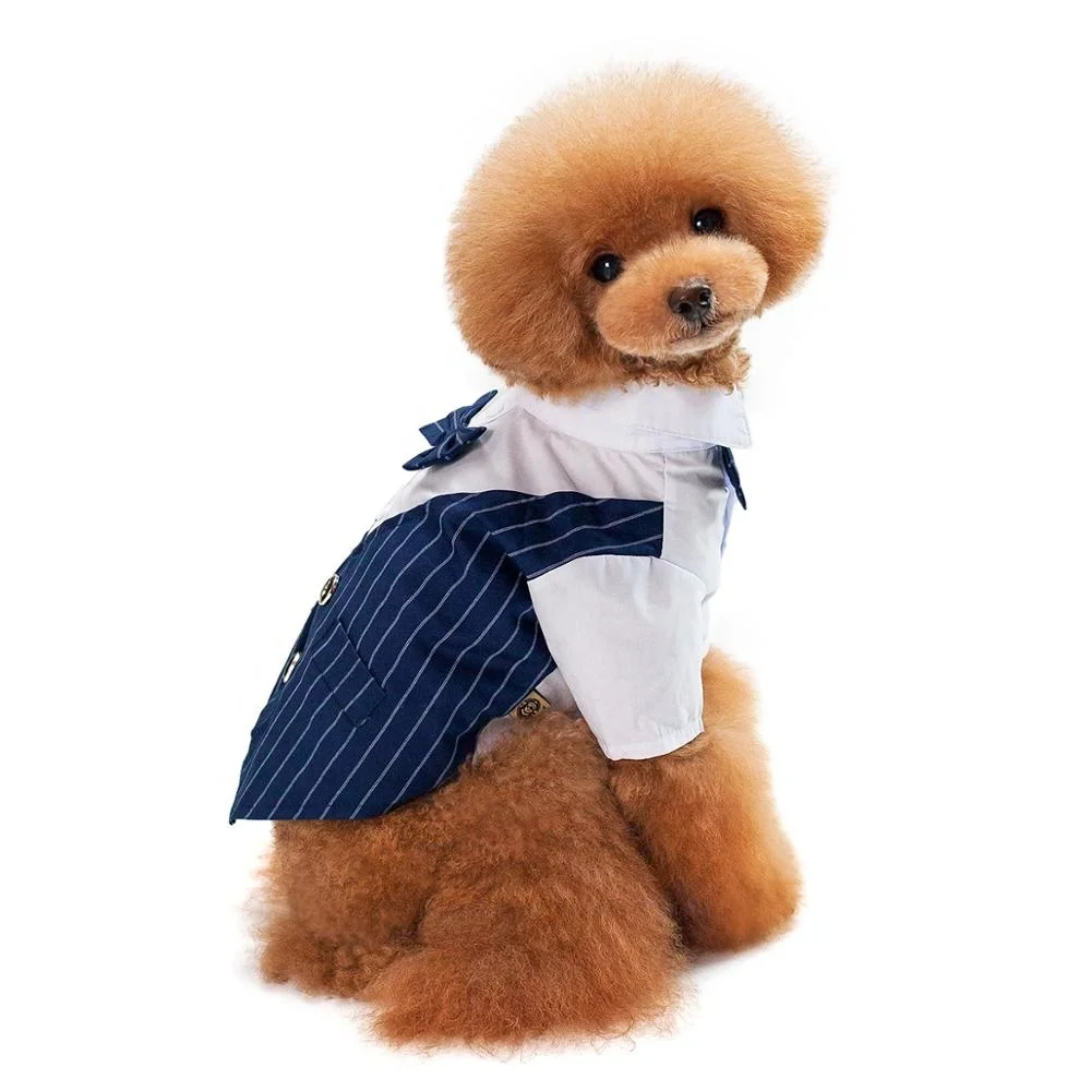 Holiday Costume Dog Bow Tie Halloween Apparel Cat T-shirt Clothes Striped Suit for Dog  Pet Wedding Clothe Dog Accessories