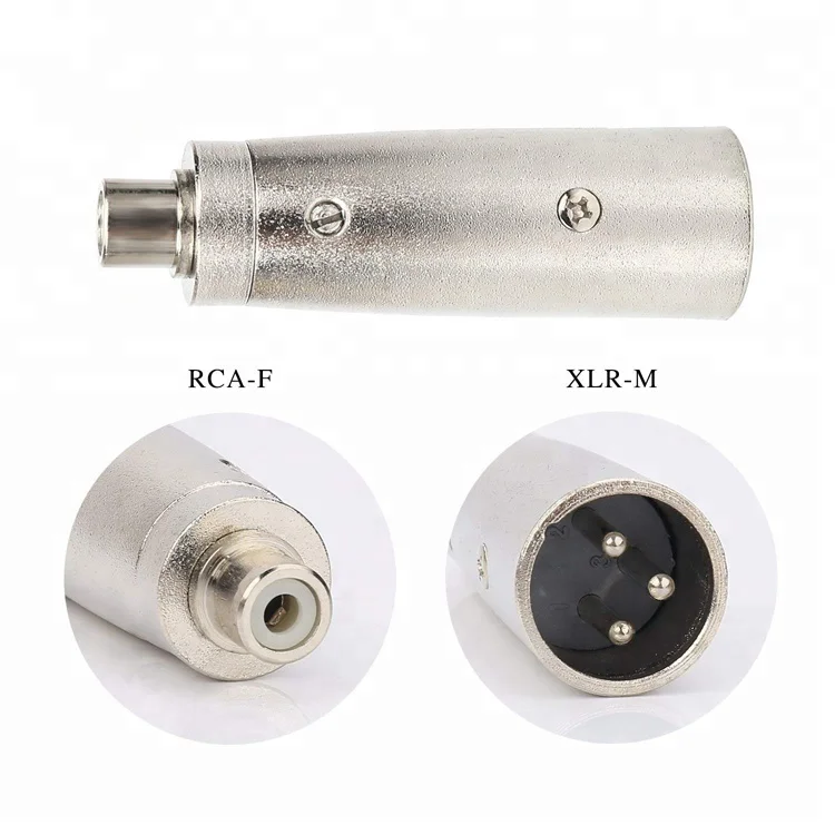Metal XLR 3 Pin Male to RCA Female Adapter