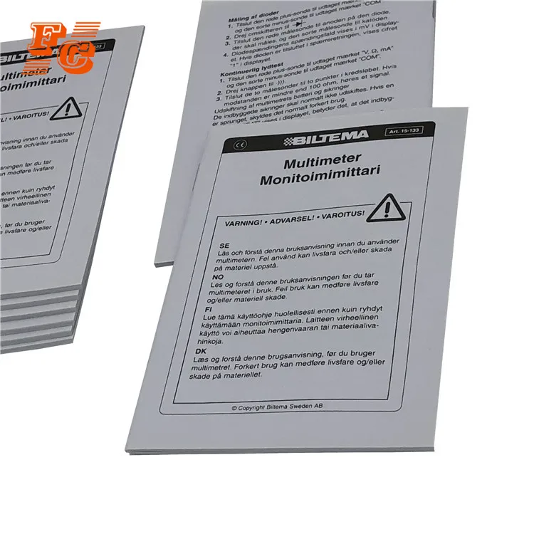 Printing product folding brochure instructions manual