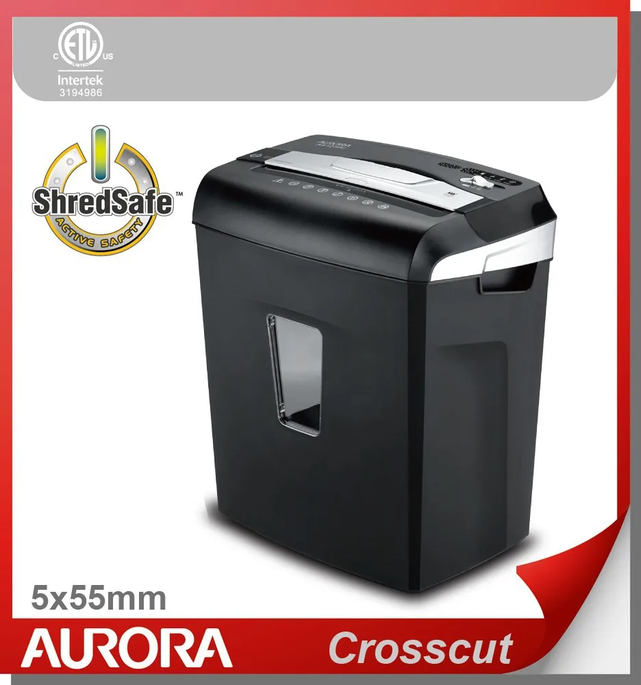 Aurora AS1230C/AS1030C Plastic Paper Shredder, 12/10 sheet (A4) Crosscut 5x55mm, Medium Duty Shredding machine for Office & SOHO