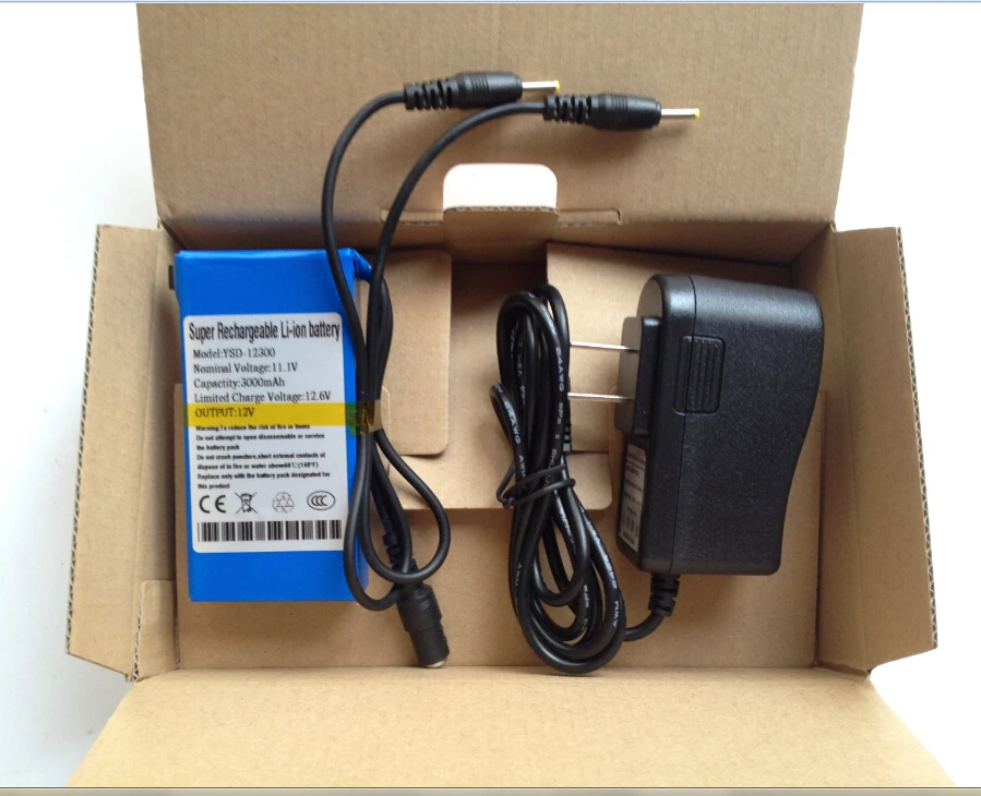 DC 12V 3000mah blue li-ion battery with dual output 2.5*0.7mm for Lan router welcome customize