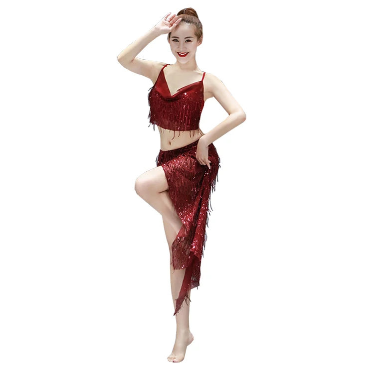 
QC3093 Wuchieal Latest Special Sequin Fringe Cloth Belly Dance Wear 
