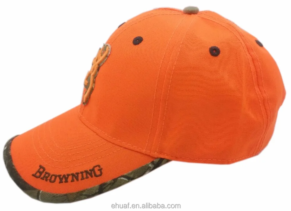 Forest outdoor camouflage custom logo embroidery cotton hunting safe orange hat