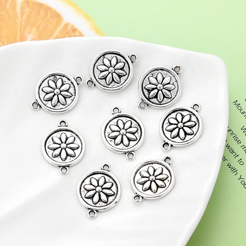 Antique Silver Flower Connectors For DIY Jewelry Making Supplies Necklace Bracelet Connectors DIY Jewelry Findings customizable