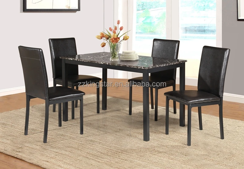 Wholesale faux marble top dinette sets restaurant bistro dining table and 4 chairs