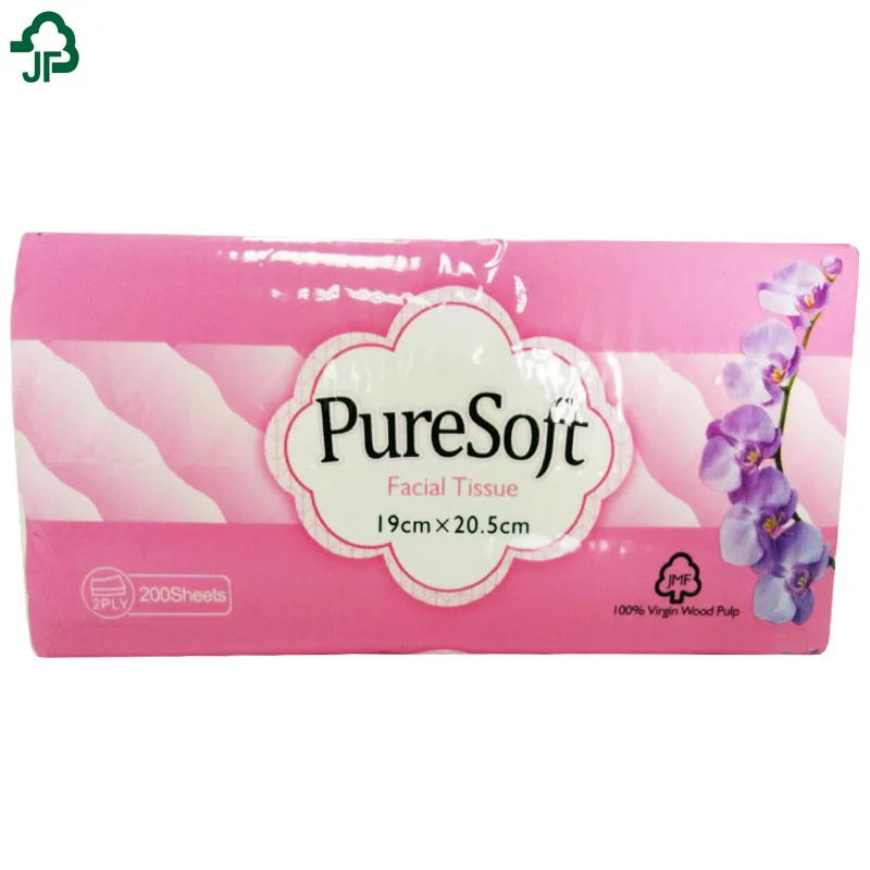 100% Virgin Wood Pulp 2 Ply Facial Tissue Paper Soft Pack