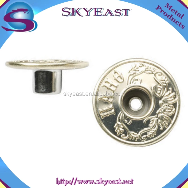 Wholesale Raised Logo Open Top Single Pin Jean Shank Buttons