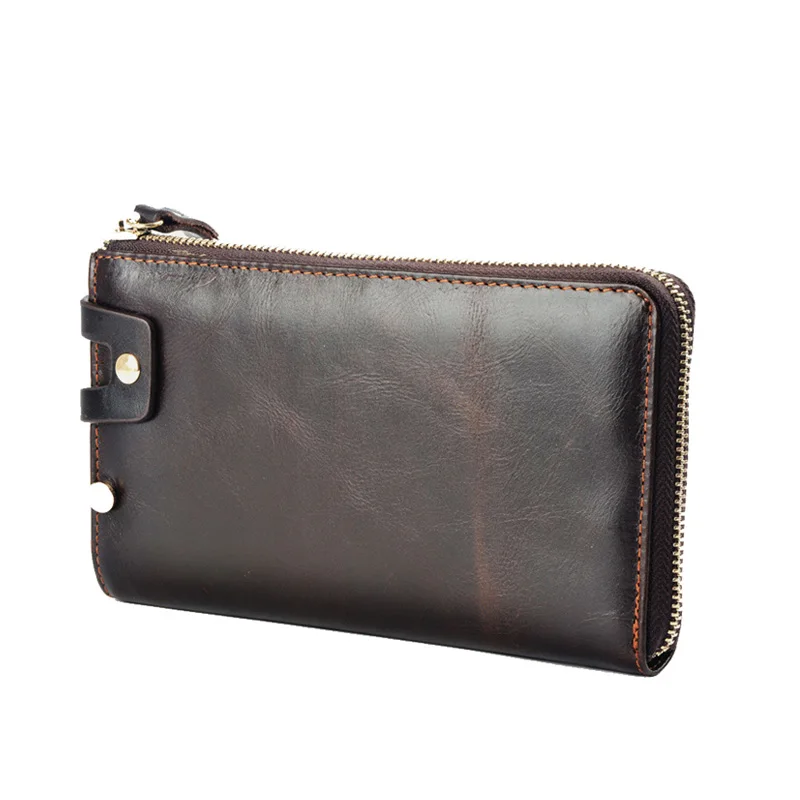 100% Cow Genuine Leather High Quality Hardware Men Casual Clutch Bag Vintage Day Clutches Hand Bag Multifunctional Bags