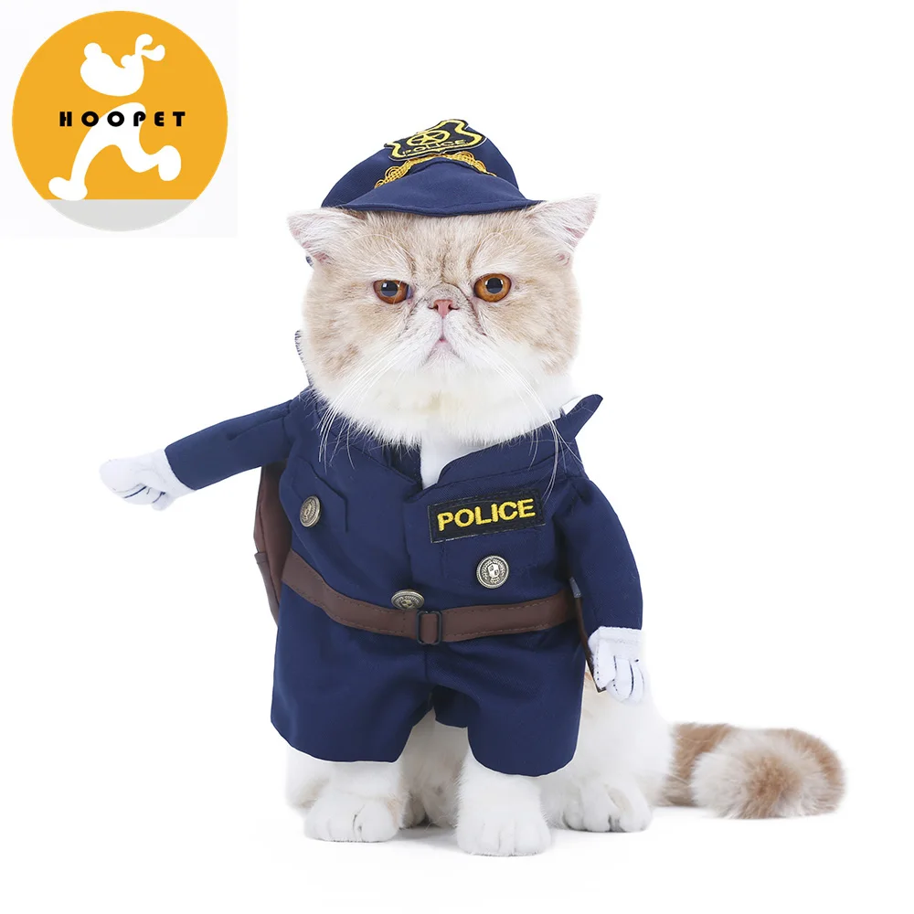 Funny Pet Hooded Policeman Costume for Small Dogs & Cats Party Cosplay