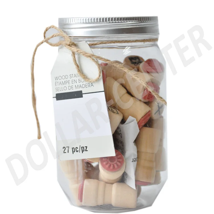 27pcs chessman shape natural color lovely printed design wooden stamp set