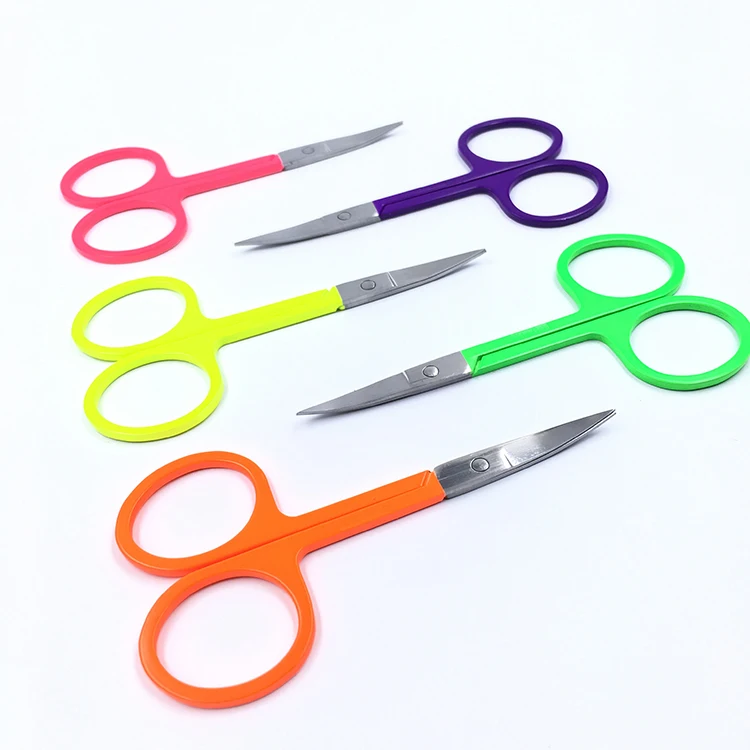 Wholesale beauty tools portable stainless steel curve profesional eyebrow scissors