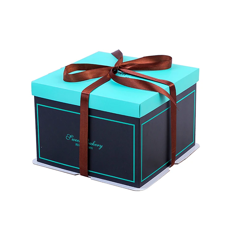 Disposable paper packaging card board big 10 inch cake box birthday cake box with cardboard in Guangzhou
