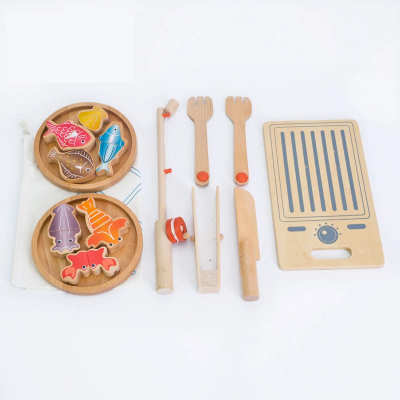 christmas Best sale wooden toy kitchen cutting fish set,Modern wooden kitchen for children