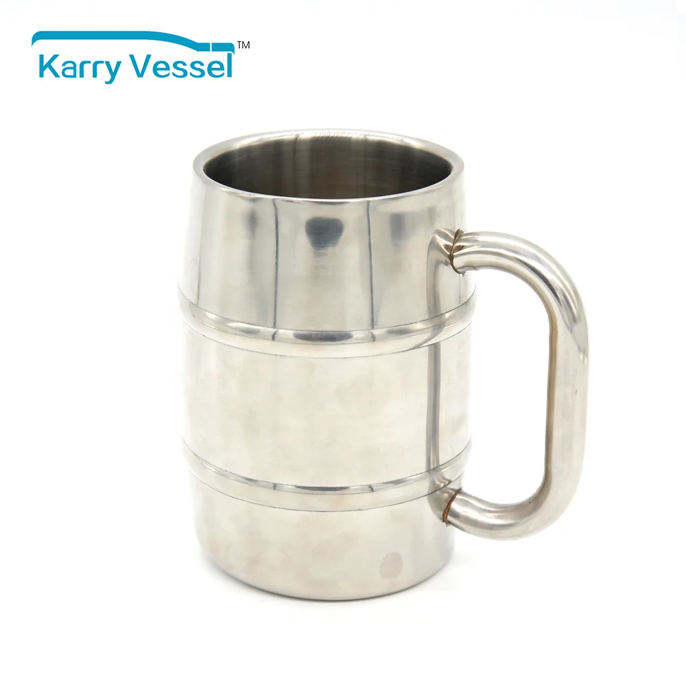 KARRY VESSEL Customized Logo Wholesale Double Wall Stainless Steel Beer Mug Tankard tumbler With Handle