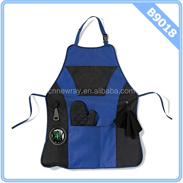 Mens BBQ Barbeque Apron Beer Holder  Kitchen Crafting Baking Restaurant Women Adjustable Apron