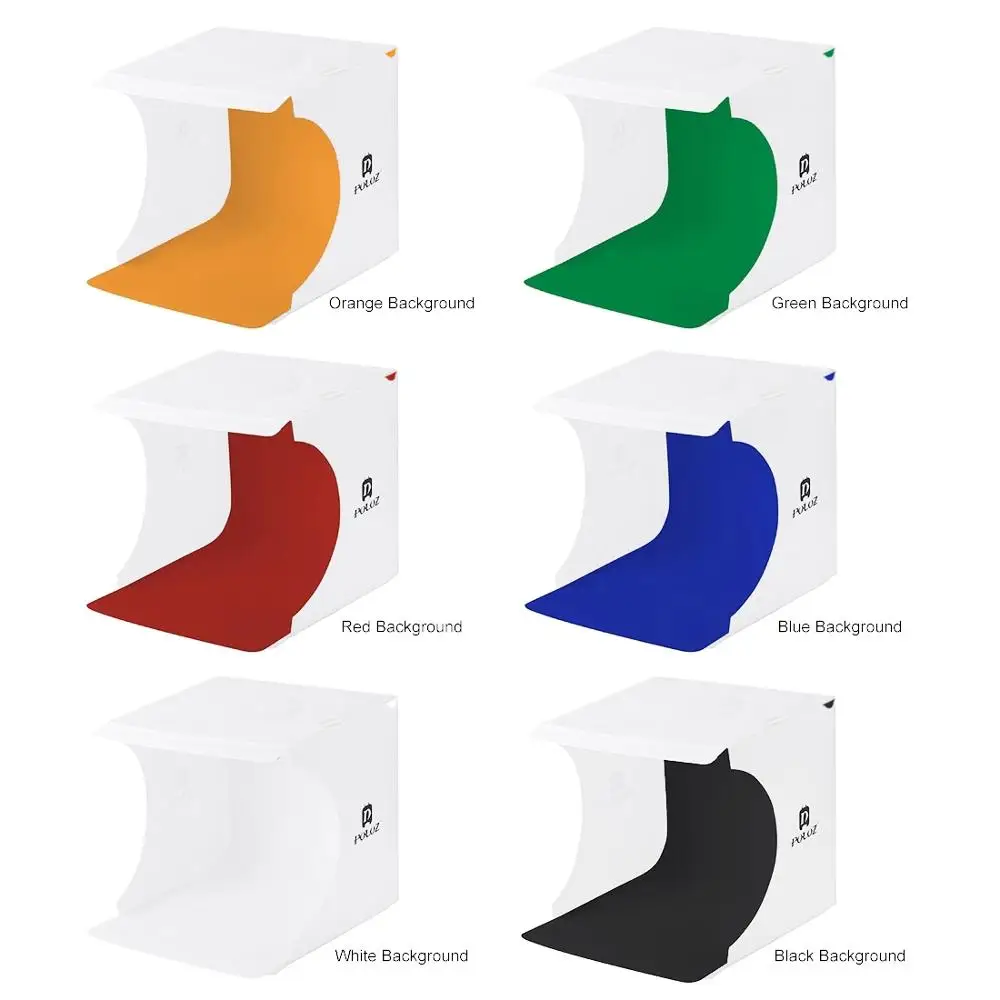 PULUZ 20cm Include 2 LED 1100LM Light Photo Lighting Studio Shooting Tent Box Kit with 6 Colors Backdrops